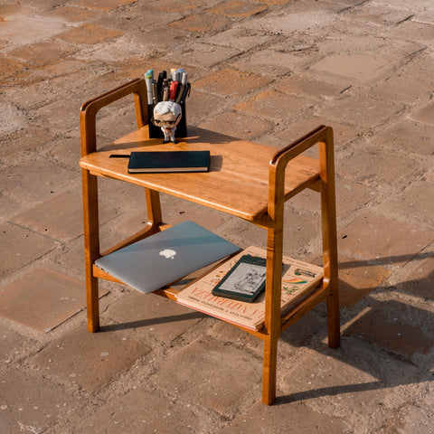 Phuyu stool with lower shelf