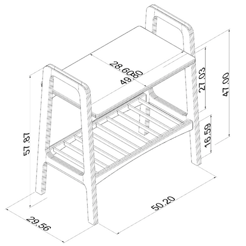Phuyu stool with lower shelf