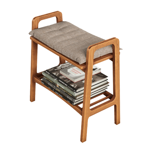 Phuyu stool with lower shelf